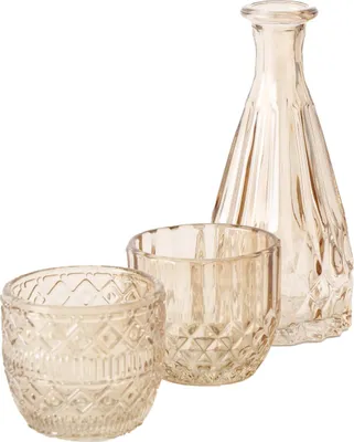 Image de Ensemble de décorations en verre, bougeoirs et vase, CHERIN