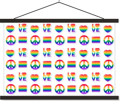 Produktbild von MuchoWow® Textilposter Stolz - Regenbogen - Liebe 60x40 cm mit schwarzem Rahmen - Hölzernes