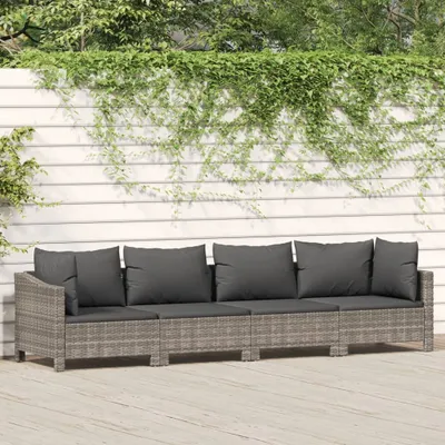 Produktbild von "Rabatt" 4-tlg. Garten-Lounge-Set - Wetterfestes Sitzgruppe - für 3 Personen - mit Kissen Grau Poly Rattan - Lounge-Dining set CC16687