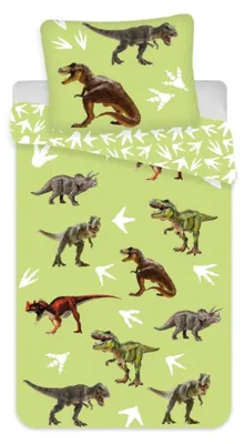 Produktbild von Javoli Brandmac Bettwäsche Dinosaurier, 100 % Baumwolle, Bettbezug für Babys, 100 x 135 cm + Kissenbezug 40 x 60 cm, Grün