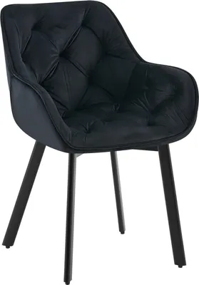 Image de Chaise de salle à manger - fauteuil en velours, design pivotant à 180°, confort couleur : noir
