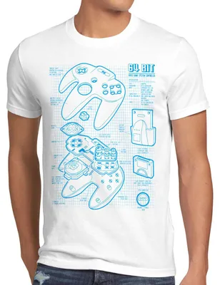 Produktbild von style3 N64 Controller Blaupause Herren T-Shirt 64-Bit Videospiel