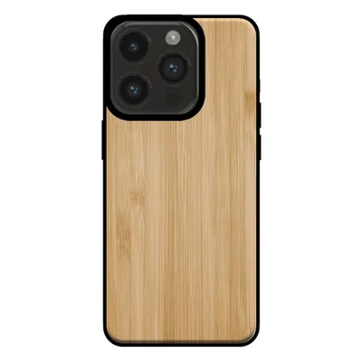Produktbild von Smartphonica Handytasche für iPhone 14 Pro in Holzoptik - Rückendeckel Bambus-Kunstholzhülle - Braun