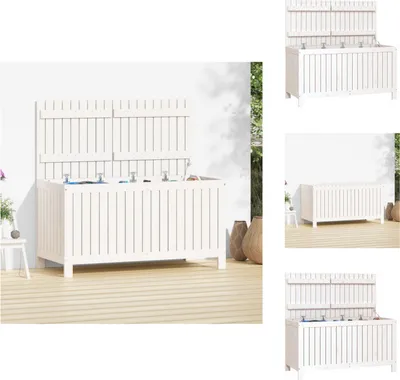 Zdjęcie produktu dla vidaXL Skrzynia ogrodowa biała 121x55x64 cm lite drewno sosnowe - Skrzynie ogrodowe