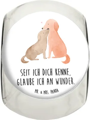 Produktbild von Mr. & Mrs. Panda keksdose glas Hunde Liebe XL 2000ml - Weiß - Geschenk, Hund, Herz, Aufbewahrungsdose, glasbehälter, Kaffeedose, Optimitisch, Liebespaar, Vorratsglas