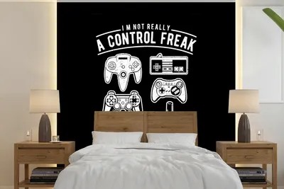 Produktbild von MuchoWow® Fototapete für Wohnzimmer oder Schlafzimmer Wandtapete Vinyl Motivtapete Mancave - Spiele - Controller - Vintage - 260x260 cm - Papiertapeten