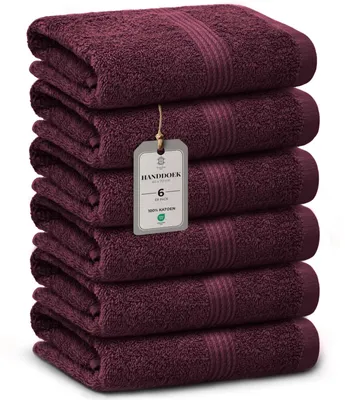Productafbeelding van Handdoeken - Set van 6 - 40 x 70 cm - 100% katoen - Bordeaux