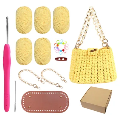 Produktbild von Häkelset für Anfänger Häkelnadel Set für Häkeln Kleine Handtasche, Gelb