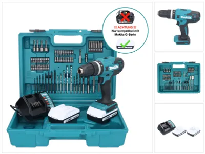 Zdjęcie produktu dla Makita HP488DAEX1, Wiertarka pistoletowa, Zamek centralny, Bezszczotkowy, Czarny, Zielony, 1,3 cm, 1400 RPM