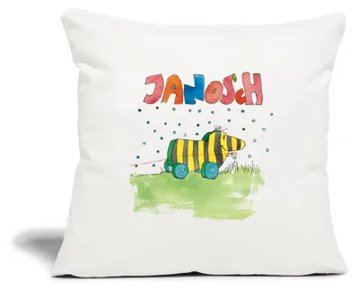 Produktbild von Spreadshirt Janosch Tigerente Schriftzug Kissenbezug 45x45 cm, One size, Naturweiß