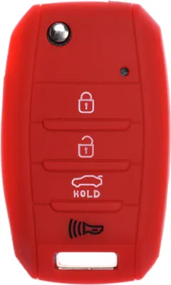Produktbild von Auto Schlüssel Hülle Silikon Schutz Cover Rot kompatibel mit KIA Sportage Rio Ceed Sorento Soulens Picanto 4 Tasten Klappschlüssel