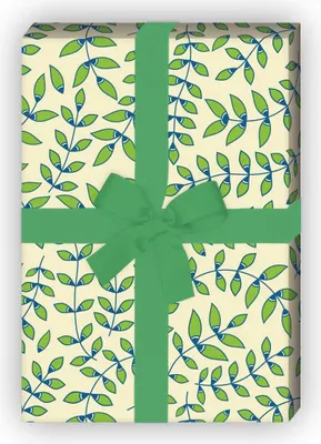 Produktbild von Elegantes Geschenkpapier mit zartem Laub Muster in creme - G6314, 32 x 48cm