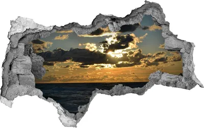 Produktbild von Selbstklebender Loch-3D-Aufkleber 95x73 cm Sonnenuntergang am Meer