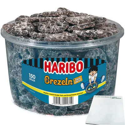 Produktbild von Haribo Salzbrezeln Runddose (1,05kg Dose) + usy Block