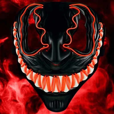 Produktbild von Balinco LED Venom Maske mit 3 Leuchtmodi - perfekt für Techno DJ | Halloween | Cosplay | Karneval | Gruselmaske | Neon Maske | als Ergänzung zum Horror Kostüm (Rot)