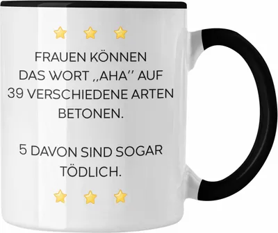 Produktbild von Trendation - Lustige Tasse mit Spruch für Frauen Männer Arbeit Büro Lustig Tassen Becher mit Sprüchen Kollegin Geschenk Sarkasmus Aha (Schwarz)