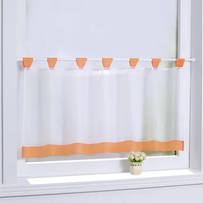 Immagine prodotto di Tenda trasparente - Tenda da cucina in voile - Decorazione per il soggiorno - Con passanti - 45 x 90 cm - Arancione