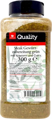 Produktbild von TGQ Steak Gewürzzubereitung grün 300g Dose Gewürz