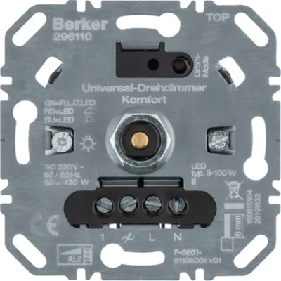 Immagine prodotto di BERKER 296110 Dimmer rotativo universale comfort (R,L,C,LED) (296110)