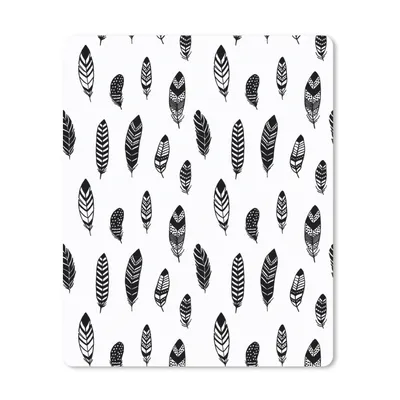 Produktbild von MuchoWow® Mauspad Mousepad Federn - Schwarz und weiß - Muster - Vogel 30x40 cm - Mousepads - Maus Mat - Pad - Mausunterlage - Mausmatten