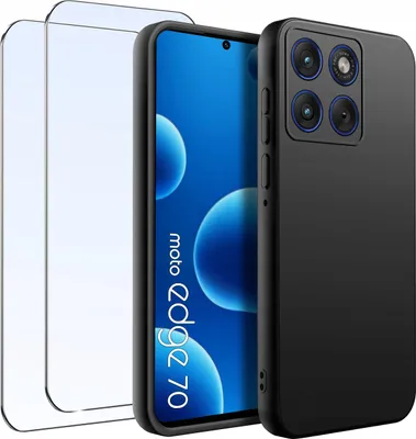 Immagine prodotto di SET Custodia per Motorola Edge 70 Nero opaco Silicone Slim 2 PEZZI VETRO