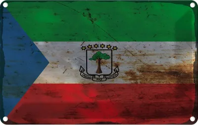 Produktbild von vianmo Blechschild 12x18 cm Äquatorialguinea Rost Flagge Fahne Wappen