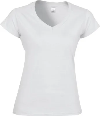 Immagine prodotto di Maglietta a maniche corte con scollo a V Gildan da donna FK400 (XL) (bianca)