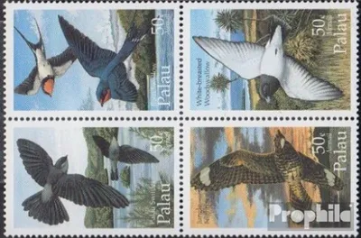 Produktbild von Briefmarken Palau-Inseln 1995 Mi 864-867 Viererblock (kompl.Ausg.) postfrisch Vögel