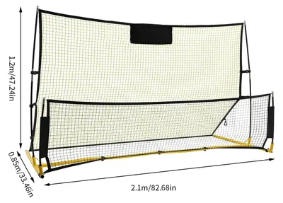Immagine prodotto di Ribattitore da calcio 2 in 1 - Porta da allenamento e rete di rimbalzo - 195x118x90 cm - Porta portatile autoportante - Per l'allenamento dei tiri - Nero/Giallo