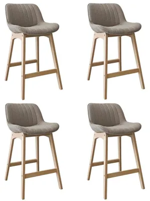 Image de Lot de chaises MILK d'îlot et bar en chêne et assise tissu bouclette 65cm