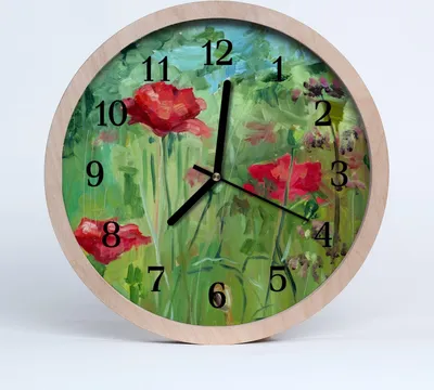 Produktbild von Holzuhr 20fi cm wanduhr - Mohnblumen