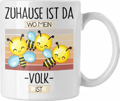 Produktbild von Trendation - Imker Tasse Geschenk Geschenkidee Lustiger Spruch Zuhause Ist Da Wo Mein Volk Ist Bienen Züchter (Weiß)