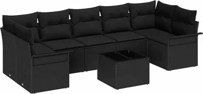 Produktbild von Möbel Gartensofa-set mit Kissen 8er Set,multifunktional& Moderne - Schwarz Poly-Rattan - Gartenmöbelset CLORIS6266536