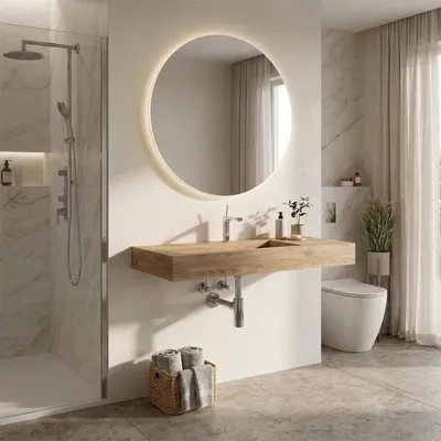 Immagine prodotto di Lavabo bagno hpl da 100cm rovere miele effetto legno