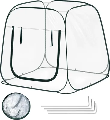 Produktbild von Mini Gewächshaus - Pop-up Gewächshauszelt - 100x100x97 cm - Polycarbonat Abdeckung - Für Innen und Außen - Frostschutz für Pflanzen & Gemüse - Beige