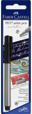 Produktbild von Faber-Castell 167398, Schwarz, Silber, Tinte auf Pigmentbasis, 1,5 mm, Deutschland, Sichtverpackung, 1 Stück(e)