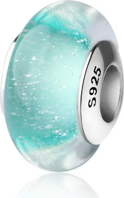 Produktbild von PANDACHARMS Grüner Wasserfall Glas Charm, 925er Sterling Silber, passt zu Pandora