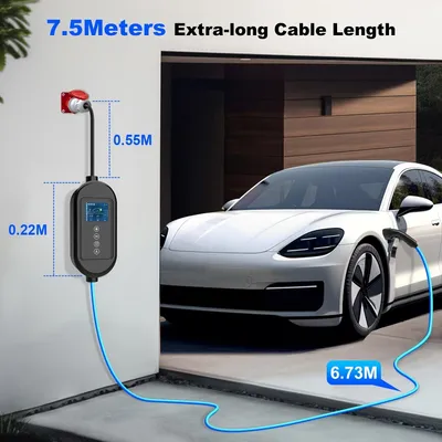 Produktbild von Ladekabel für Elektroautos - Typ 2 Kabel - Mobiler Ladegerät - Ladekabel für Elektrofahrzeuge - Tragbares Ladekabel - 7,5 Meter