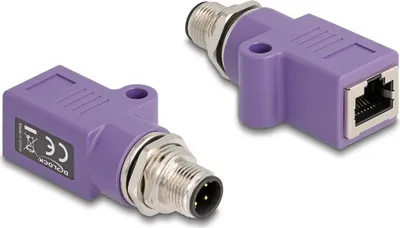 Produktbild von DELOCK M12 Adapter D-kodiert 4 Pin St zu RJ45 Bu gerade