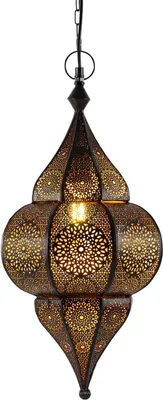 Zdjęcie produktu dla Orientalna lampa wisząca Lunar Black 40cm oprawka E27 | Marokańska lampa wisząca Ramadan z Maroka | Orientalne lampy do salonu kuchni lub wiszące nad stołem jadalnym
