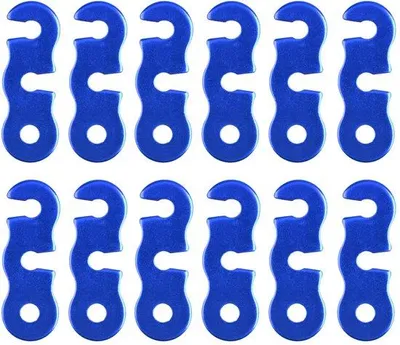 Immagine prodotto di Tenditore per cordini in lega di alluminio per tende da campeggio, trekking e escursionismo (blu - 12 pezzi)