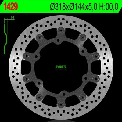 Produktbild von Ng Bremsscheibe Vorne Für Honda Vf 750C '94-'04, St 1100 '91-'01, Vt 1100C '92-'98, Triumph 900 (Schwimmend) (318X144X5) (6X10.5M