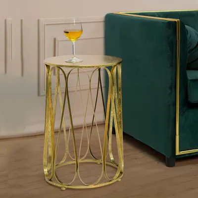 Immagine prodotto di Danoba - Tavolino da Salotto, 37x37x58h cm oro, Portaoggetti