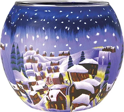 Produktbild von Leuchtglas Snowy Town by Night, H90 x Ø110 mm, KERZENFARM HAHN