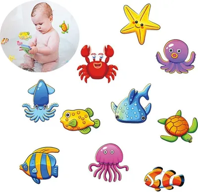 Produktbild von Badewanne Sticker, 10 Meeresorganismen, 10 cm Ø für Sicherheit in Badewanne & Dusche Bad, selbstklebend Antirutsch Aufkleber