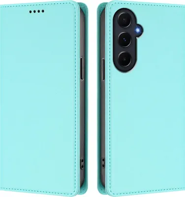 Obrázek produktu pro Kožené pouzdro pro Samsung Galaxy A55, magnetické flipové pouzdro zPolyuretankůže se stojánkem Mátově zelená