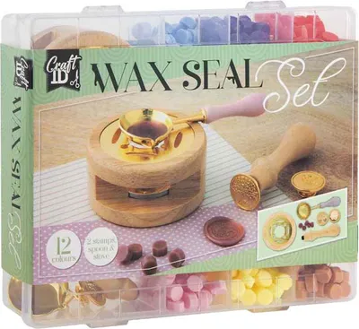 Produktbild von Creative Craft Group Siegelwachs Set mit 12 Farben und 2 Stempeln