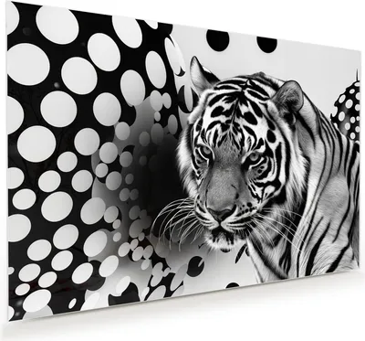 Produktbild von Glasbild 45x30cm in XXL für Wohnzimmer, Schlafzimmer Motiv Tigerpunkte