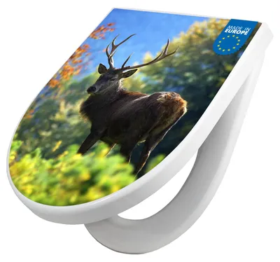 Produktbild von WC Sitz mit Absenkautomatik D Form Motiv Hirsch [TDW3 10321]