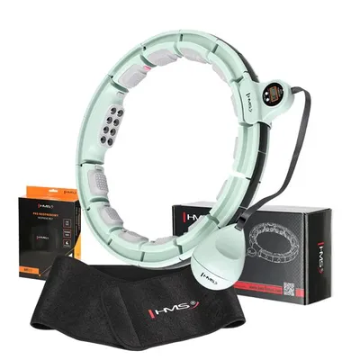 Zdjęcie produktu dla Zestaw hula-hoop do masażu HMS HHM13 z obciążnikami, magnesami i licznikiem oraz pasem wyszczuplającym BR163 zielony